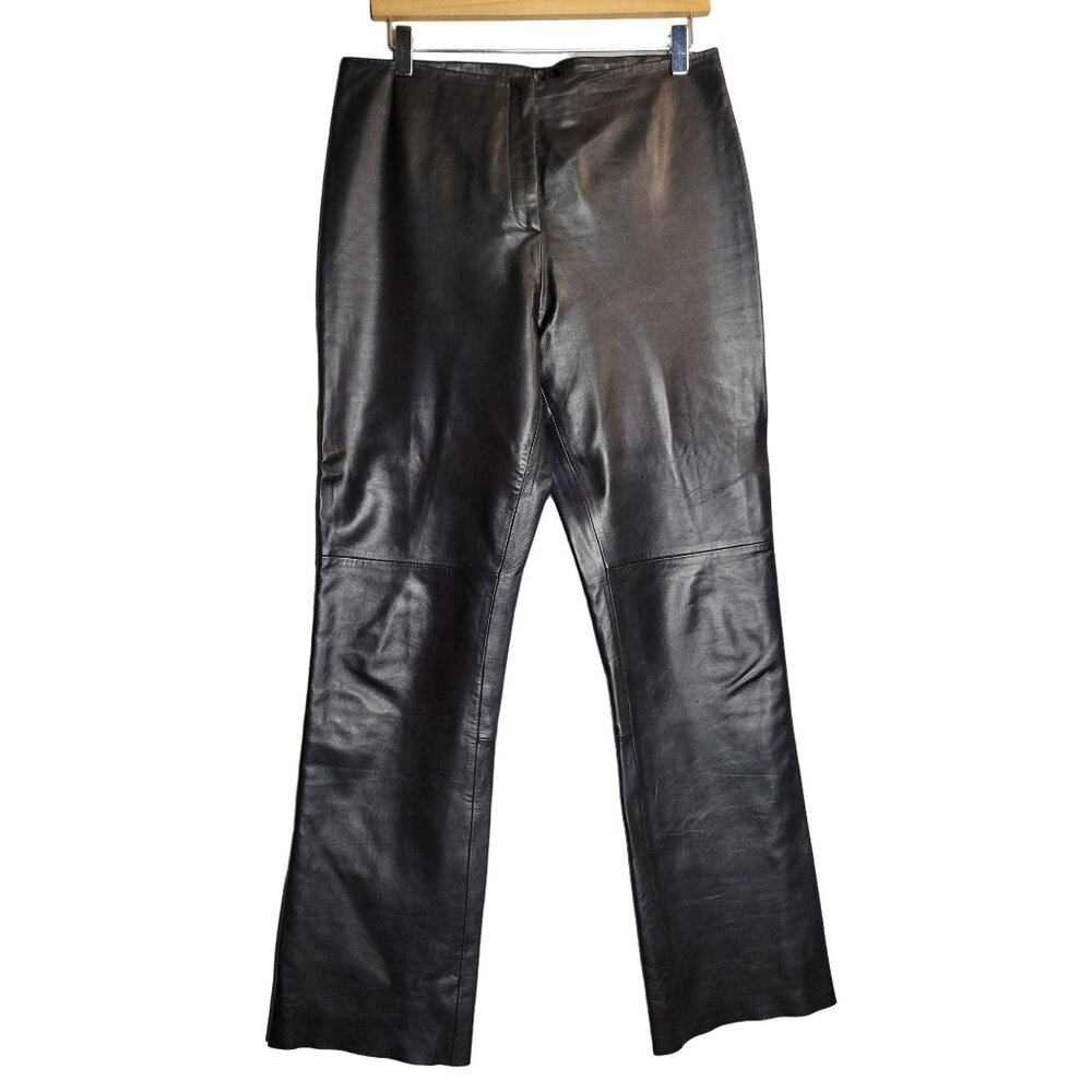 Vintage Womens 8 Black Buttery Soft Leather Flared Pants Lined‎ Y2K
